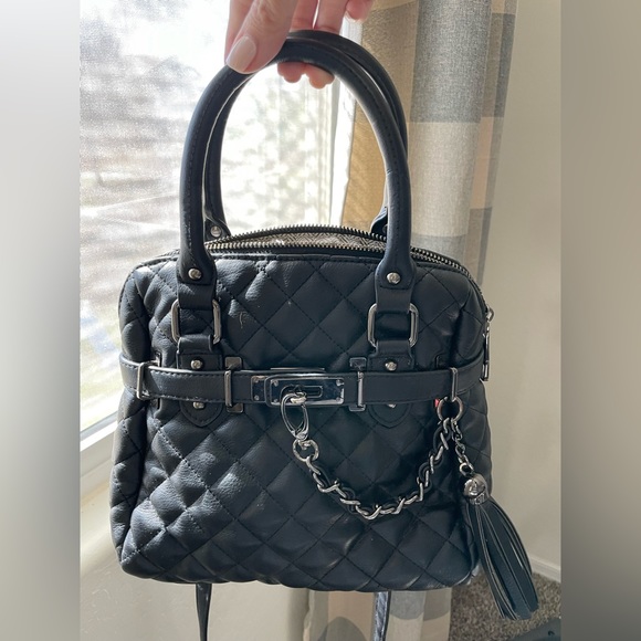 Steve Madden Quilted Convertible Bag - Black with Gunmetal Accents - y2k vintage - Picture 2 of 13